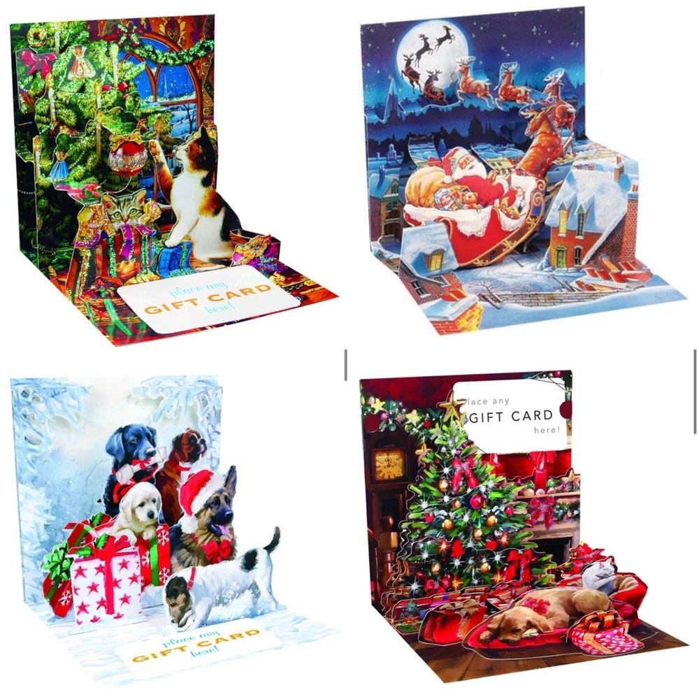 Up With Papers Treasures 3D Pop Up Christmas Holiday Cards With Envelopes New
